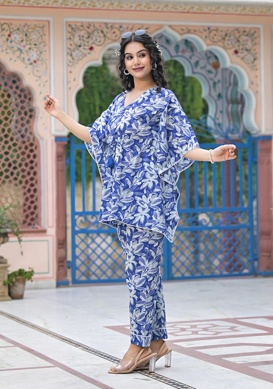 Aravalii Indigo Lily Kaftan Set - Image 6