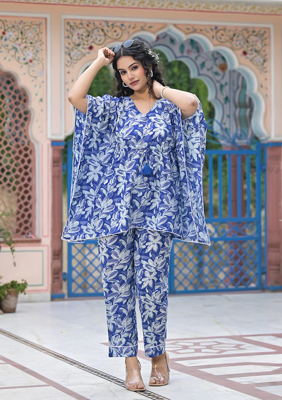 Aravalii Indigo Lily Kaftan Set - Image 8