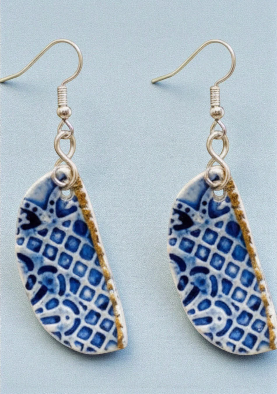 Intricate Blue Hemisphere Earrings - Image 3