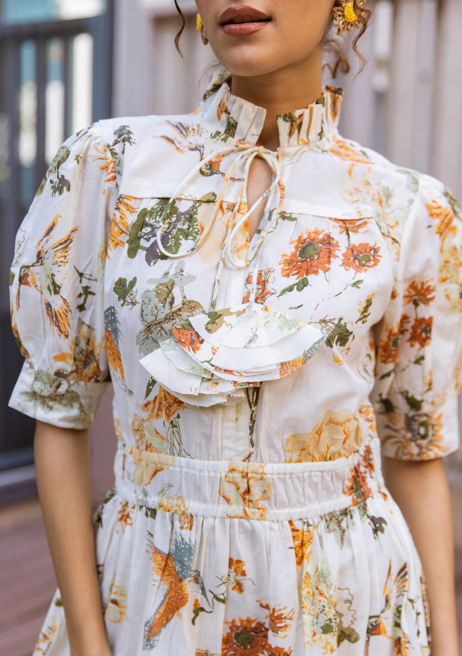 Aravalii Ivory Botanique Ruffle Dress - Image 6