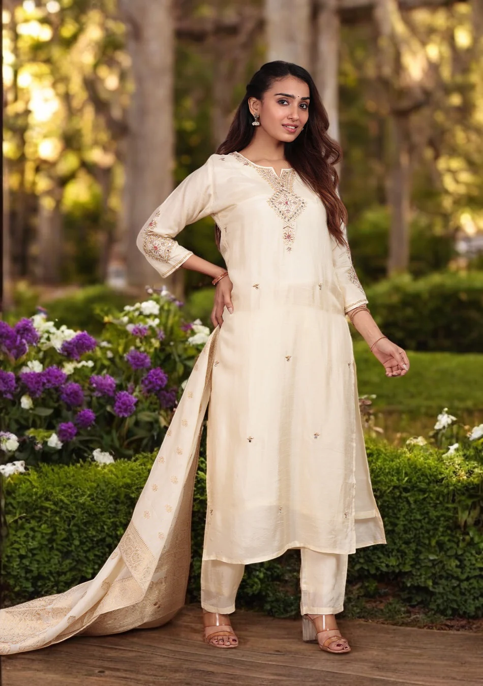 Ivory glow Zardozi Suit Set - Image 2