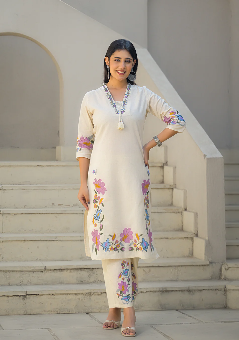 Aravalii Ivory Meadow Artisan Suit Set - Image 6
