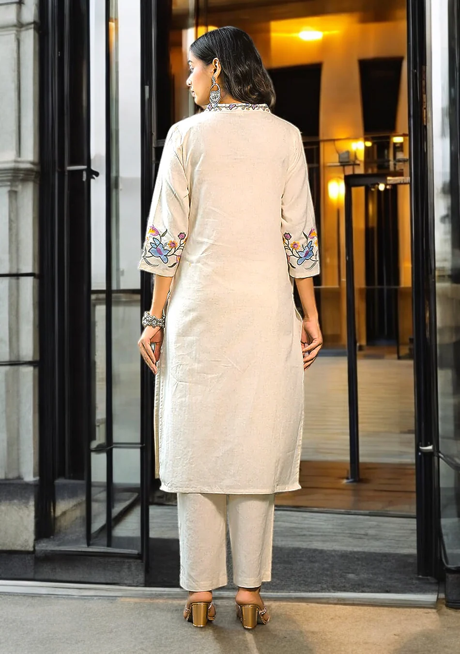 Aravalii Ivory Meadow Artisan Suit Set - Image 9