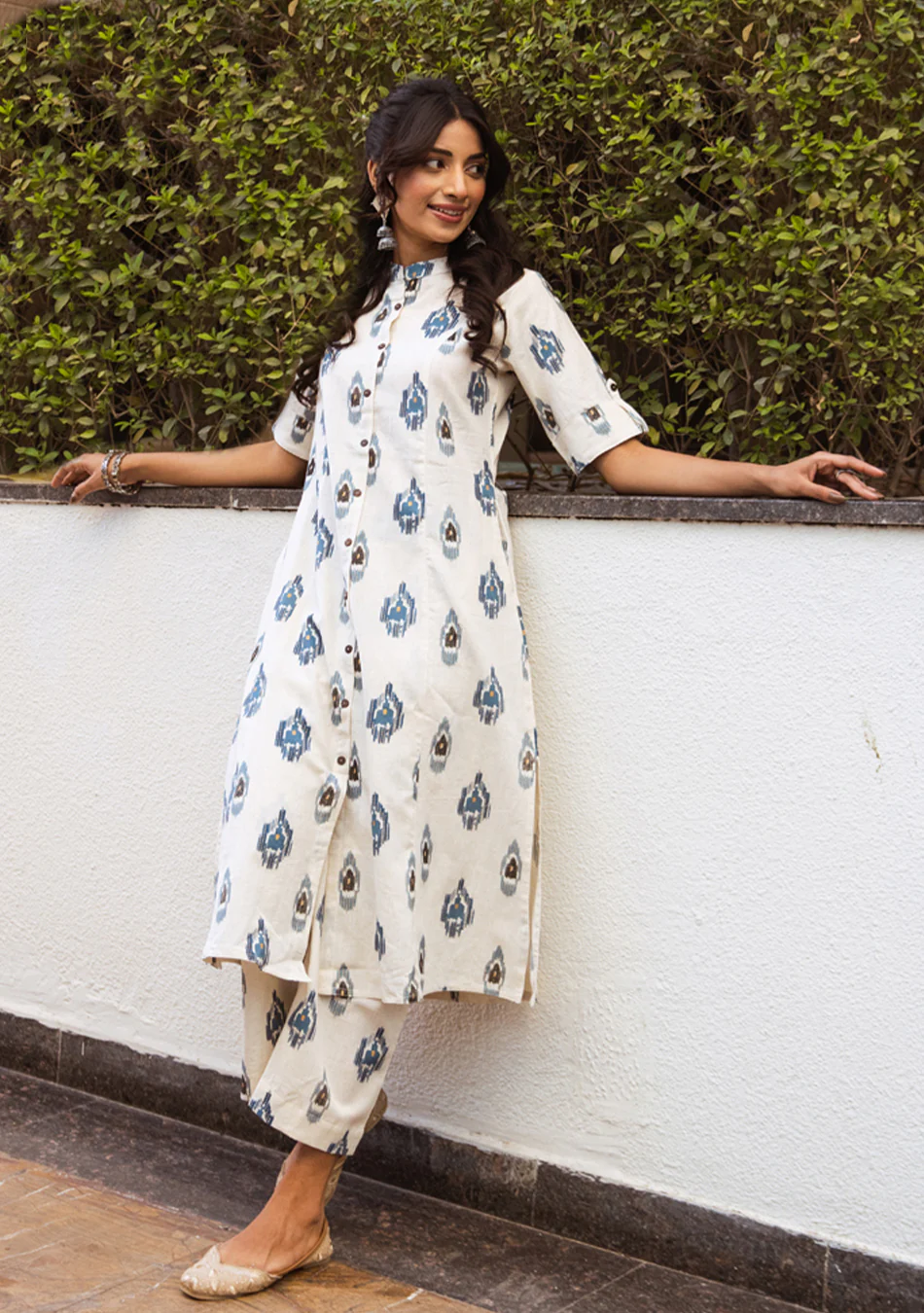 Aravalii Ivory Ikkat Heritage Co-ord Set