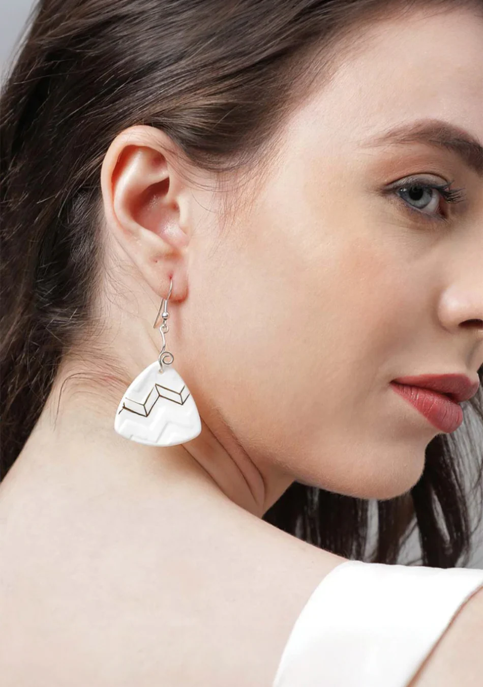 Ivory triangle earrings