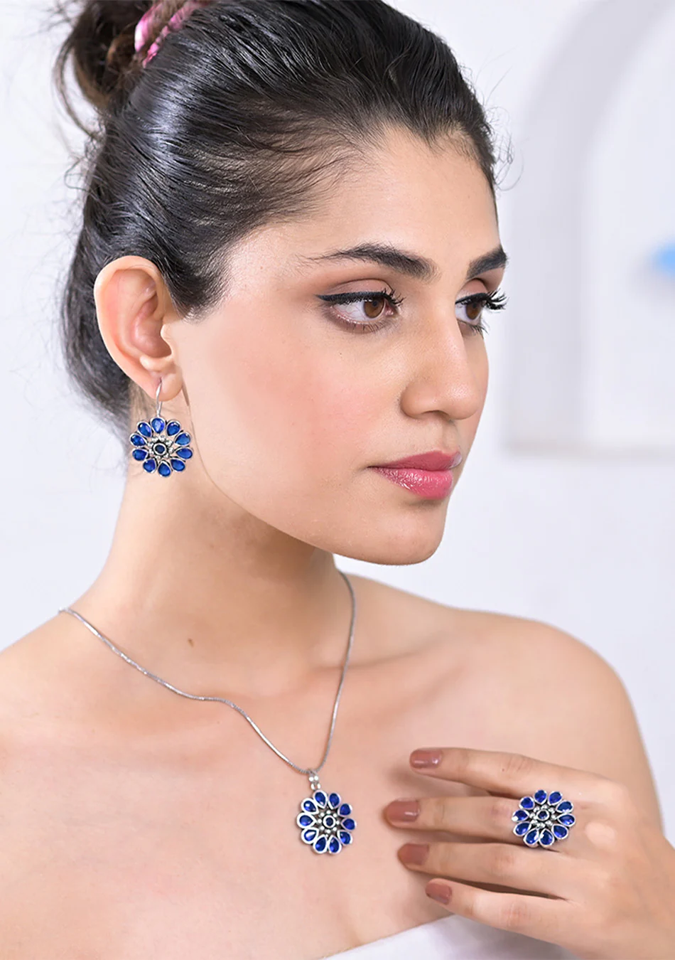 Sapphire Blossom Pendant Set - Image 12