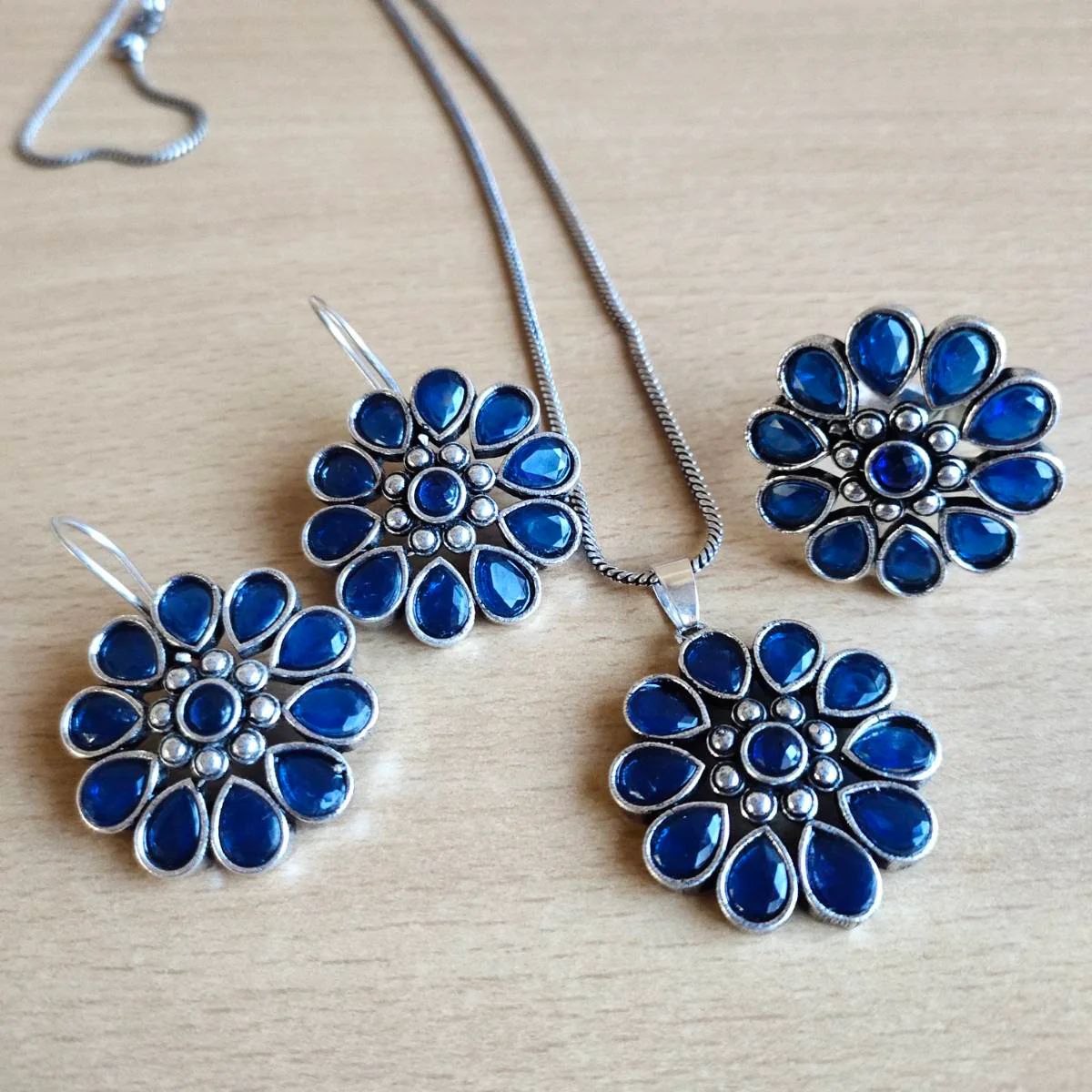 Sapphire Blossom Pendant Set - Image 8