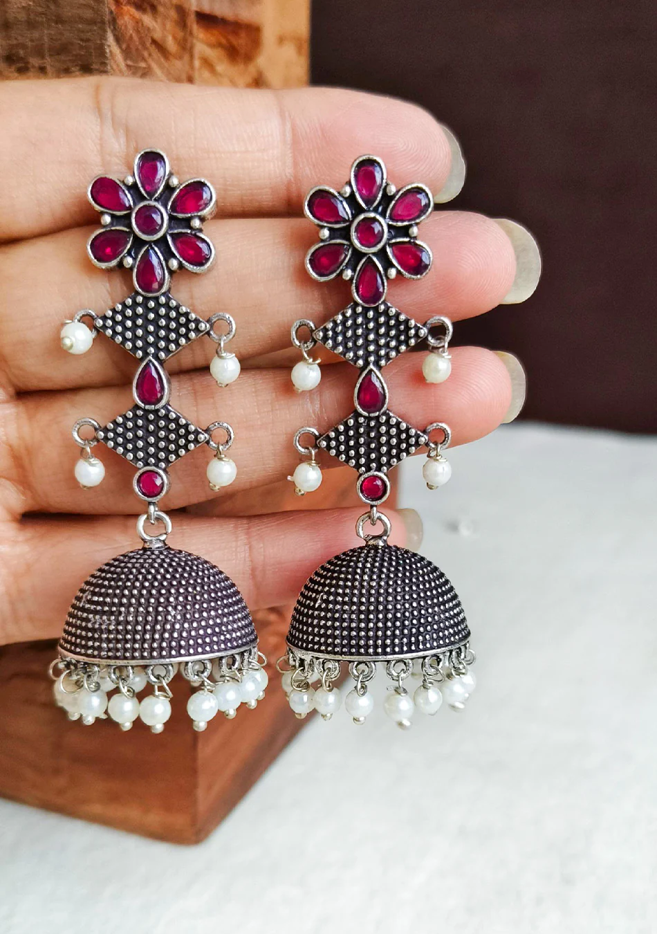 Ruby Noir Jhumka - Image 3