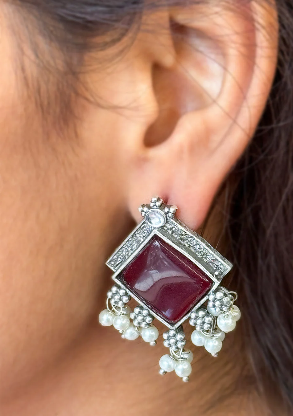 Ruby Square Earrings - Image 4