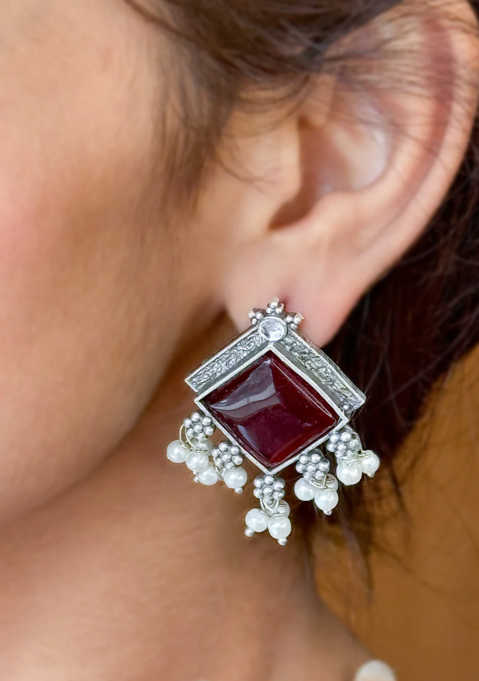 Ruby Square Earrings - Image 5