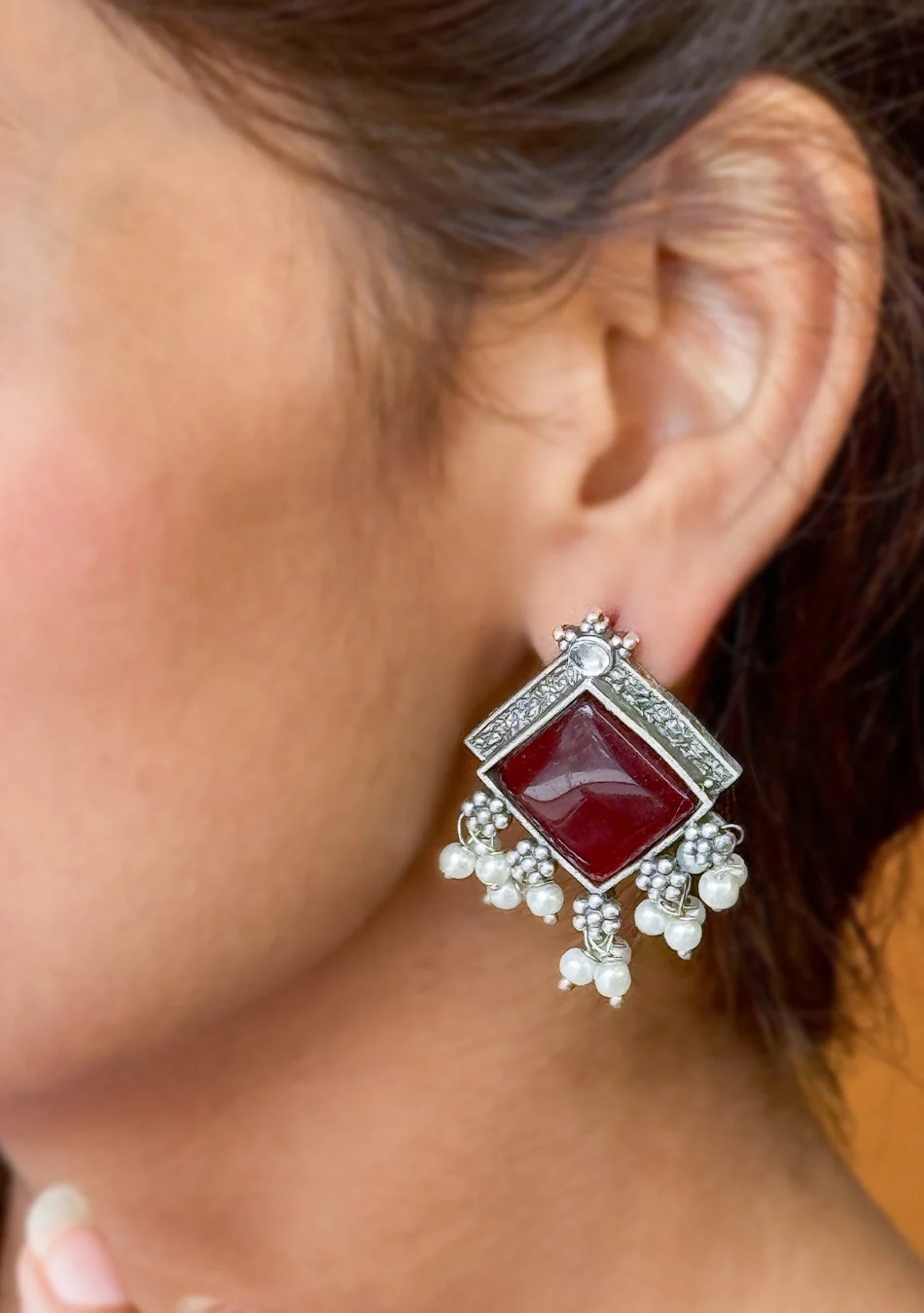 Ruby Square Earrings - Image 6