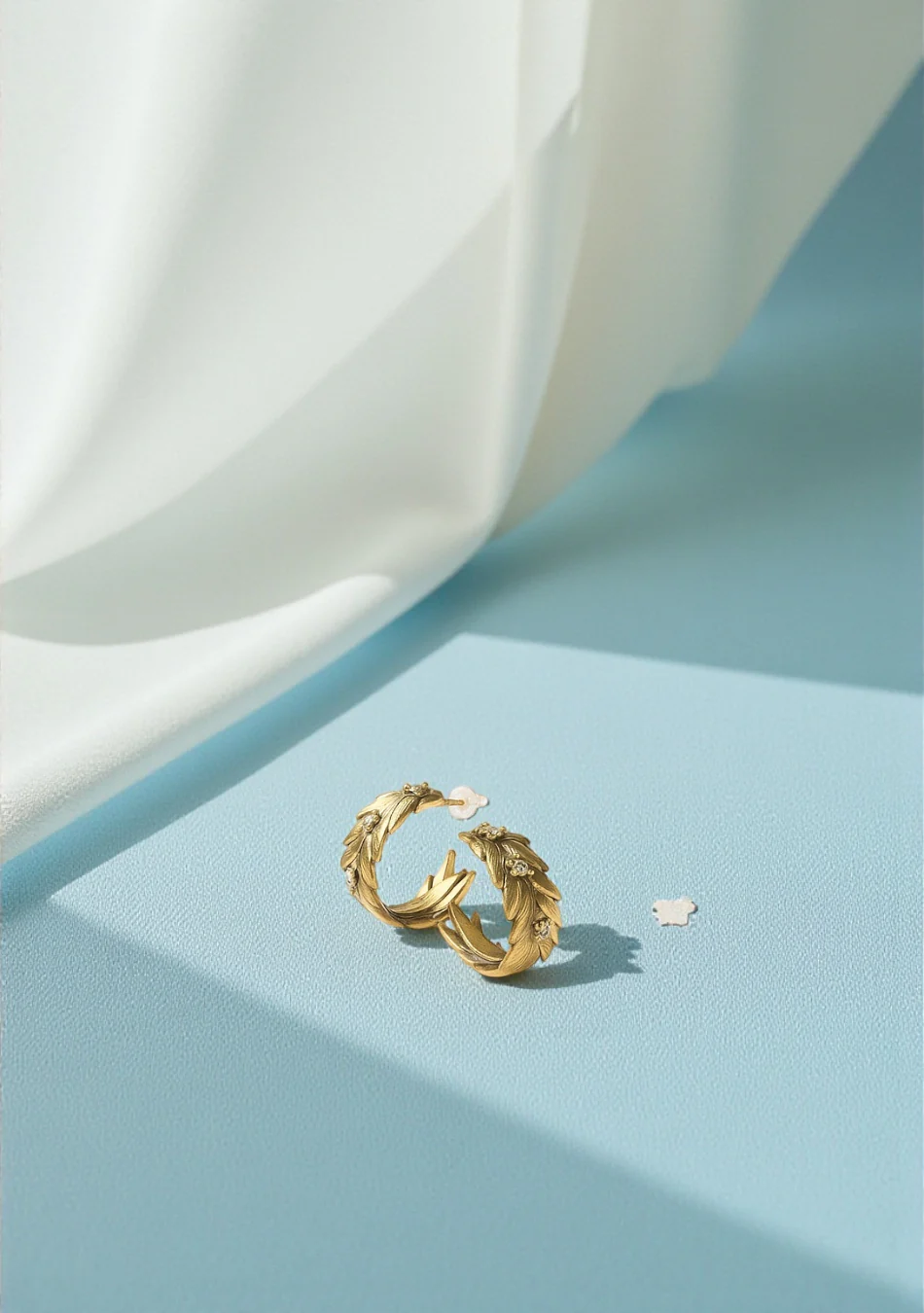 Golden Laurel Hoop Earrings - Image 6