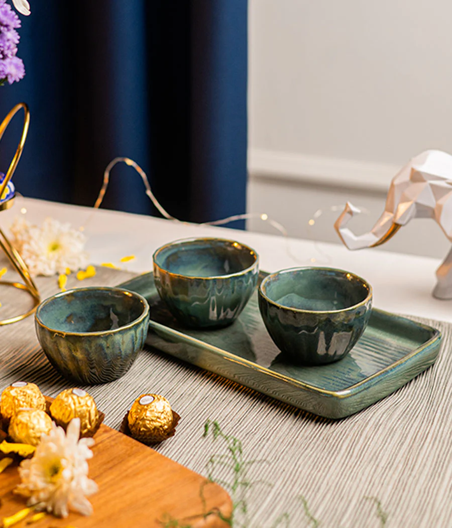 Jade Boat Ceramic Bowls & Platter - Image 3