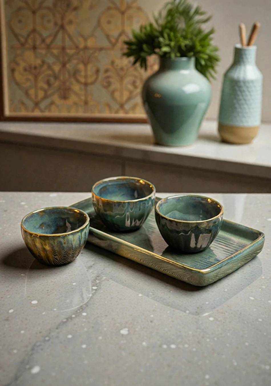 Jade Boat Ceramic Bowls & Platter - Image 4
