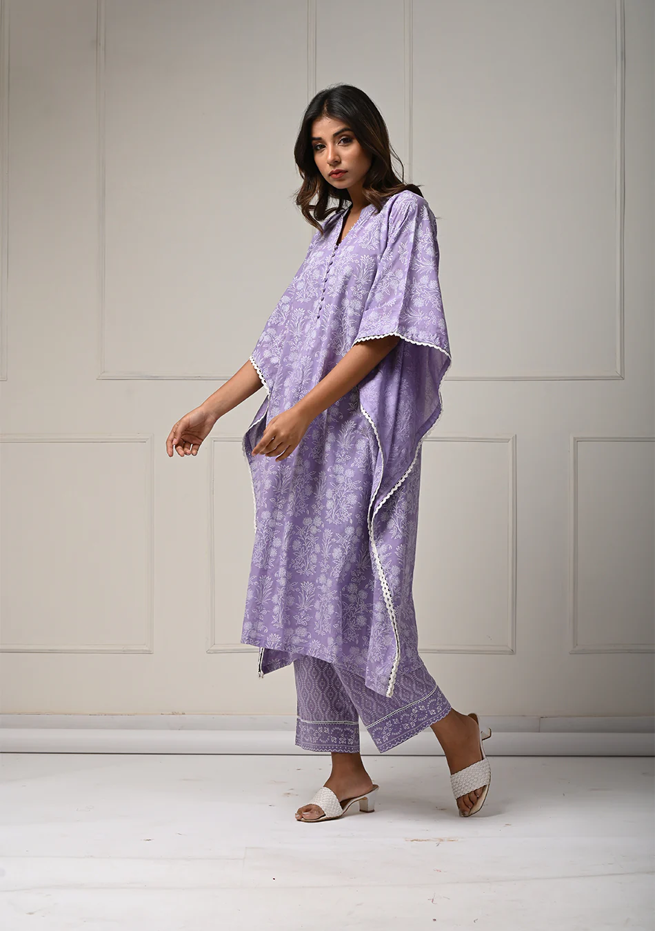 Khadi Print Lilac Kaftan Co-ord Set - Image 5