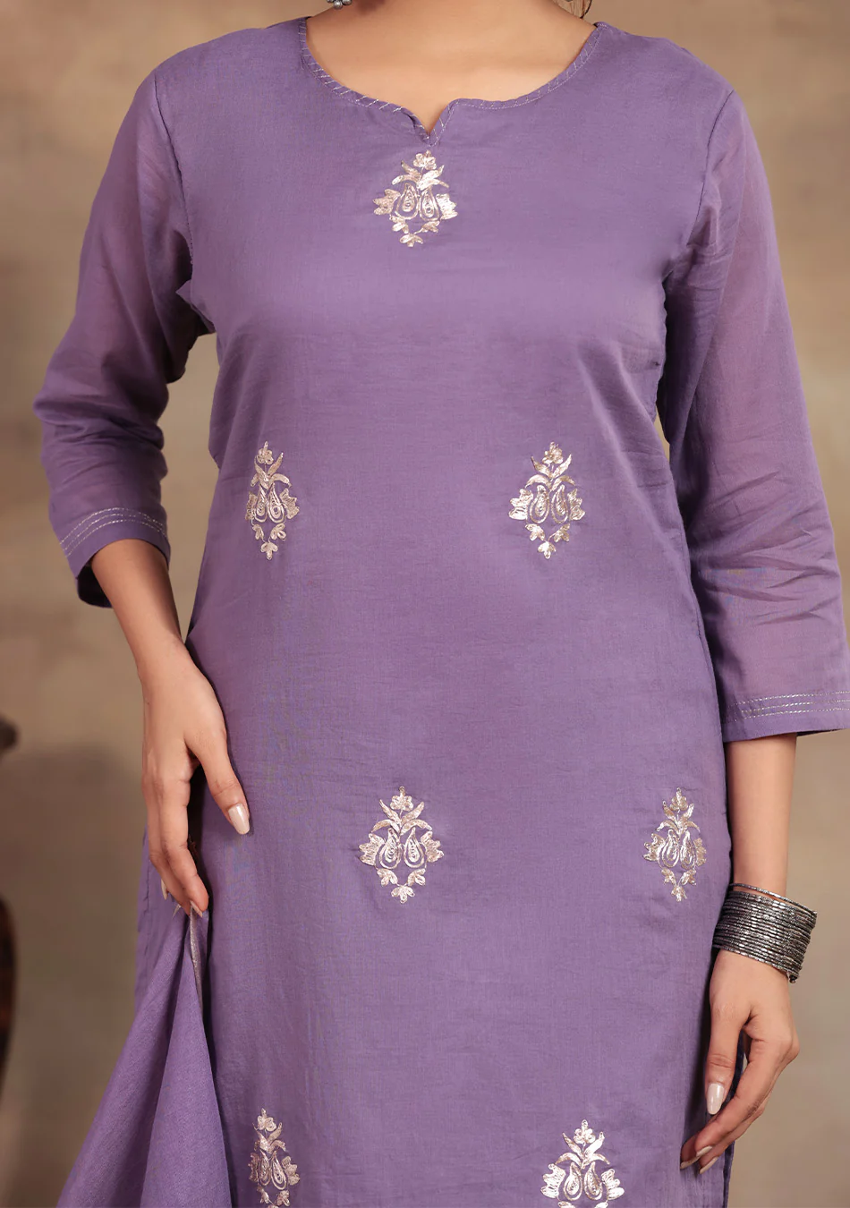 Lavender elegance Embroidered Suit Set - Image 3
