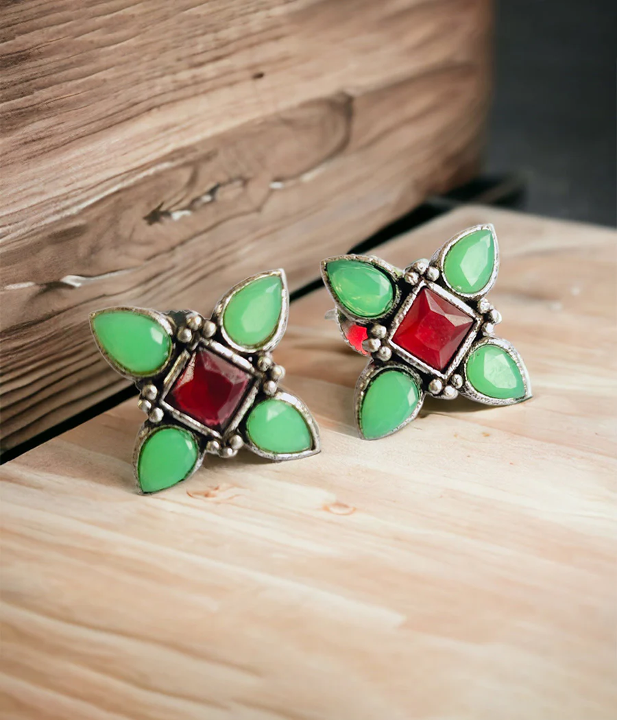 Lime Green Stud Earrings - Image 3