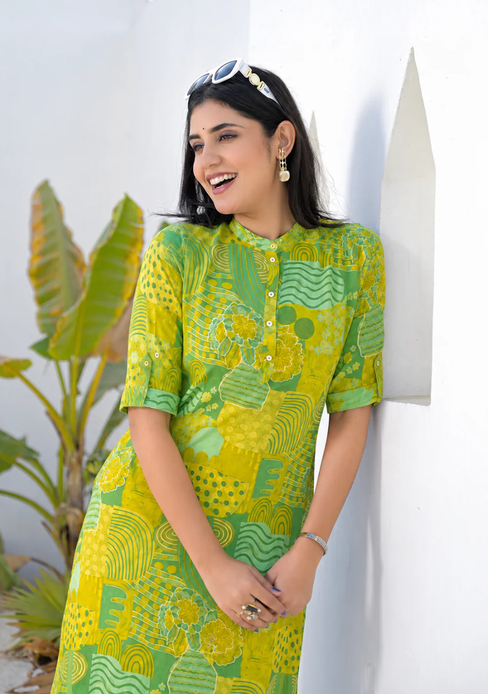 Lime Meadow Printed Kurta - Image 4