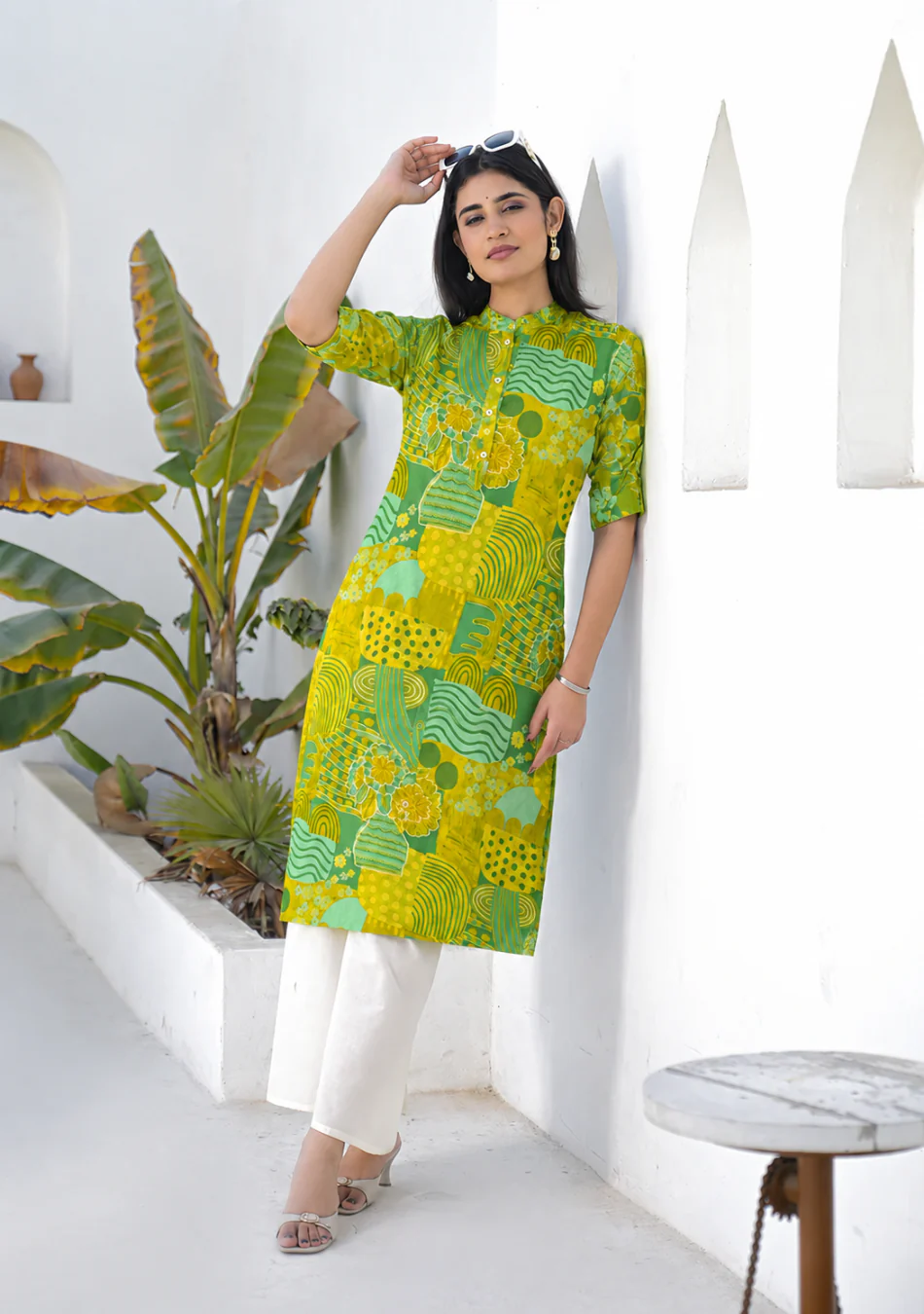 Lime Meadow Printed Kurta - Image 5