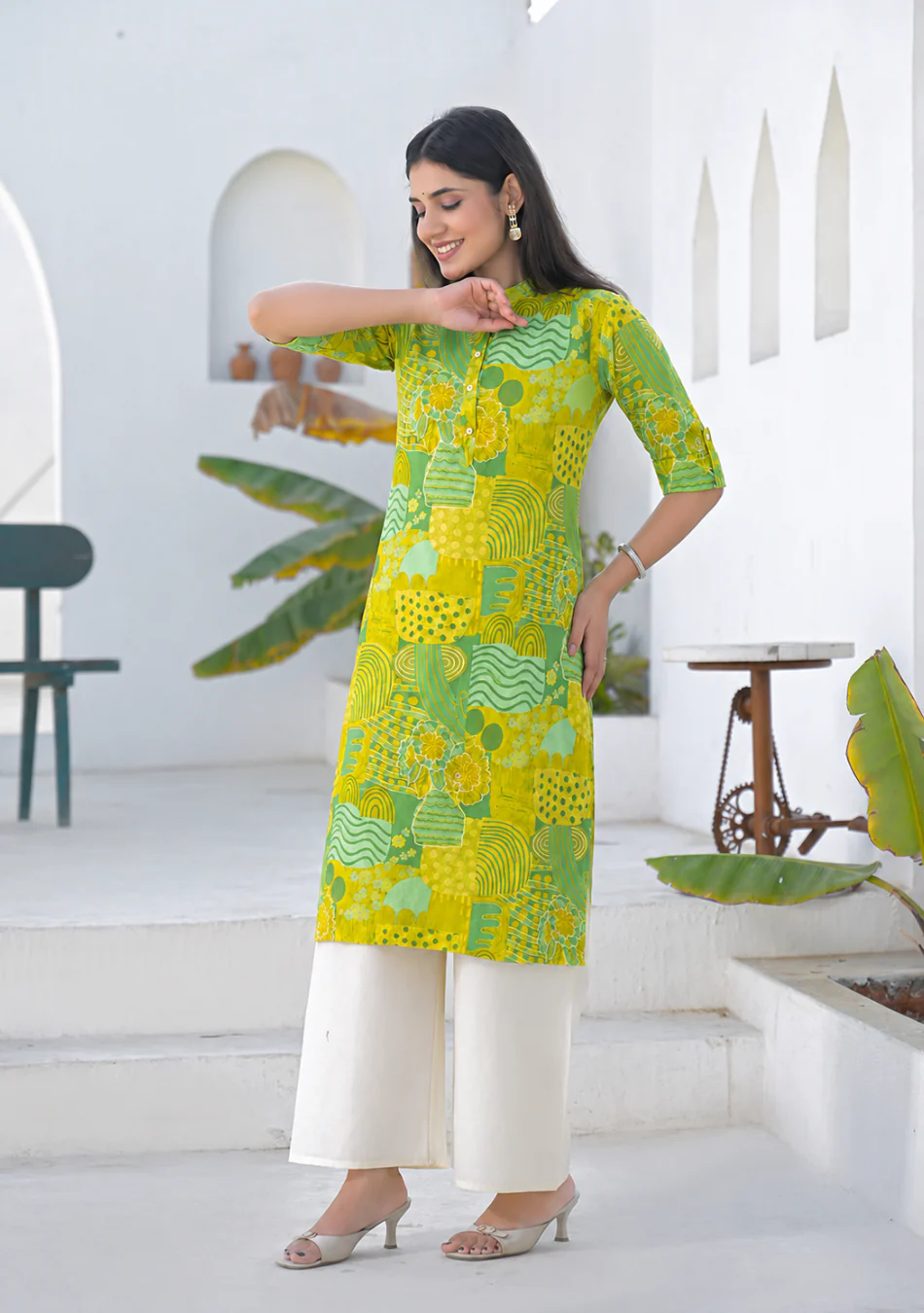 Lime Meadow Printed Kurta - Image 6
