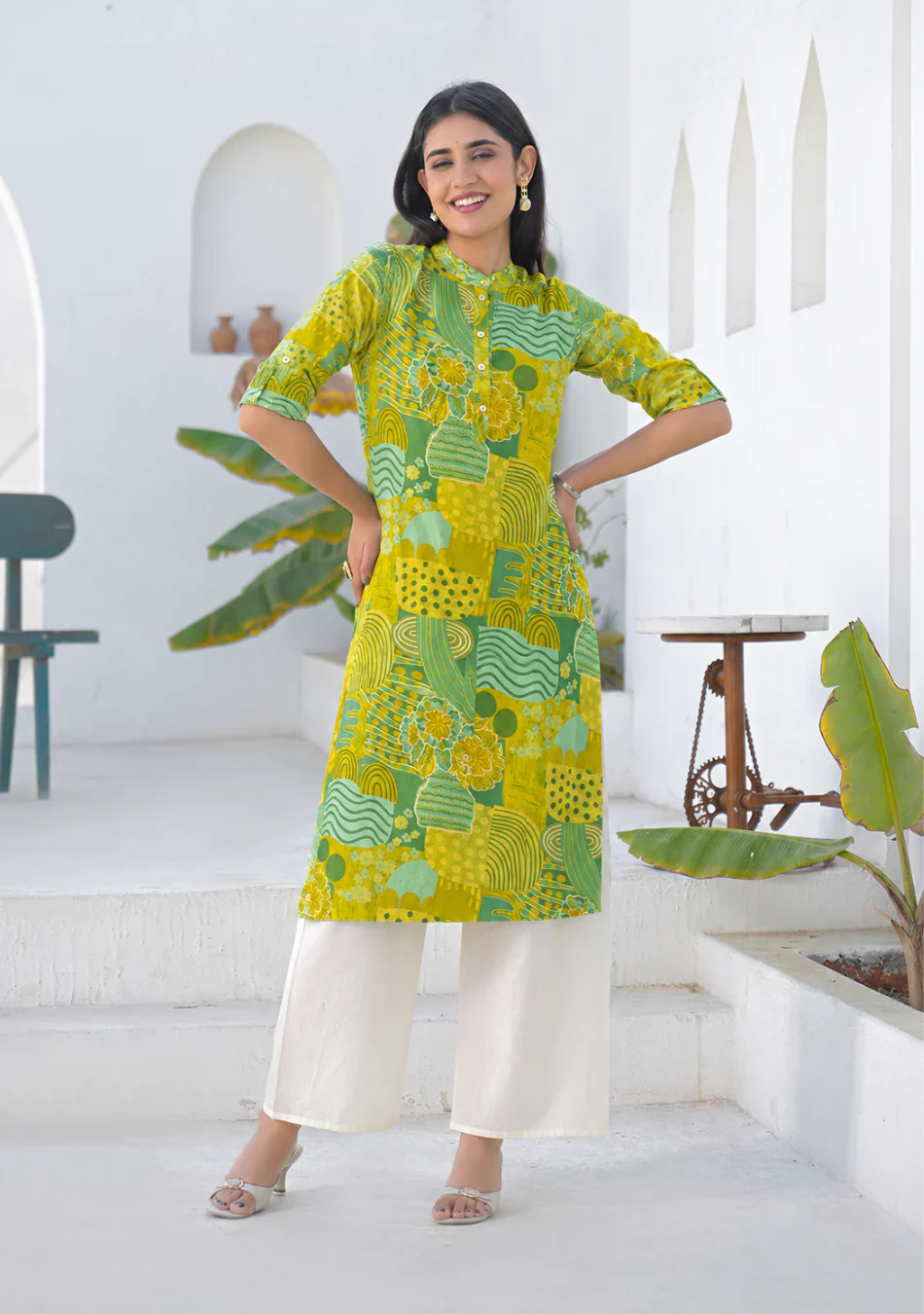 Lime Meadow Printed Kurta - Image 7