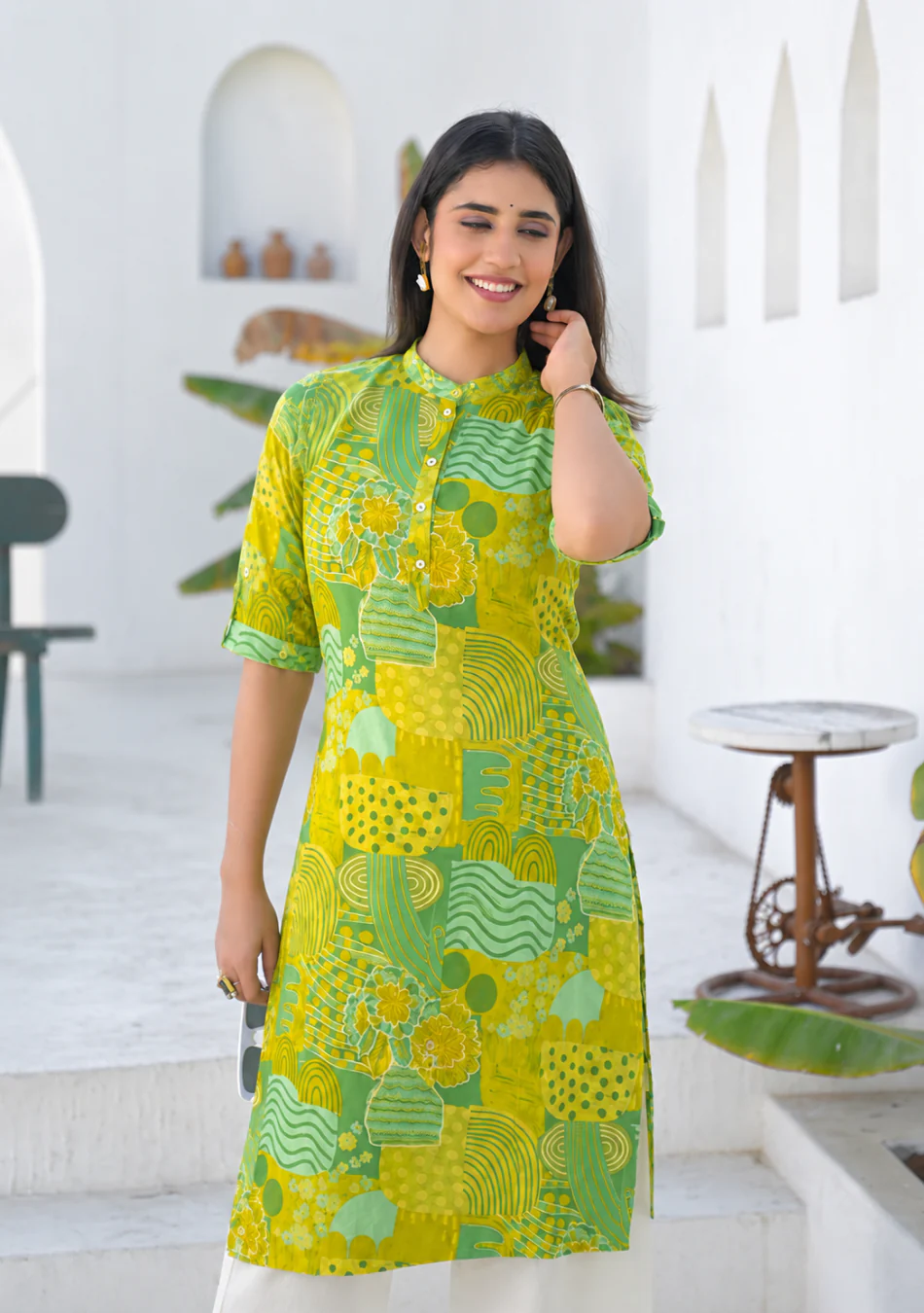 Lime Meadow Printed Kurta - Image 8