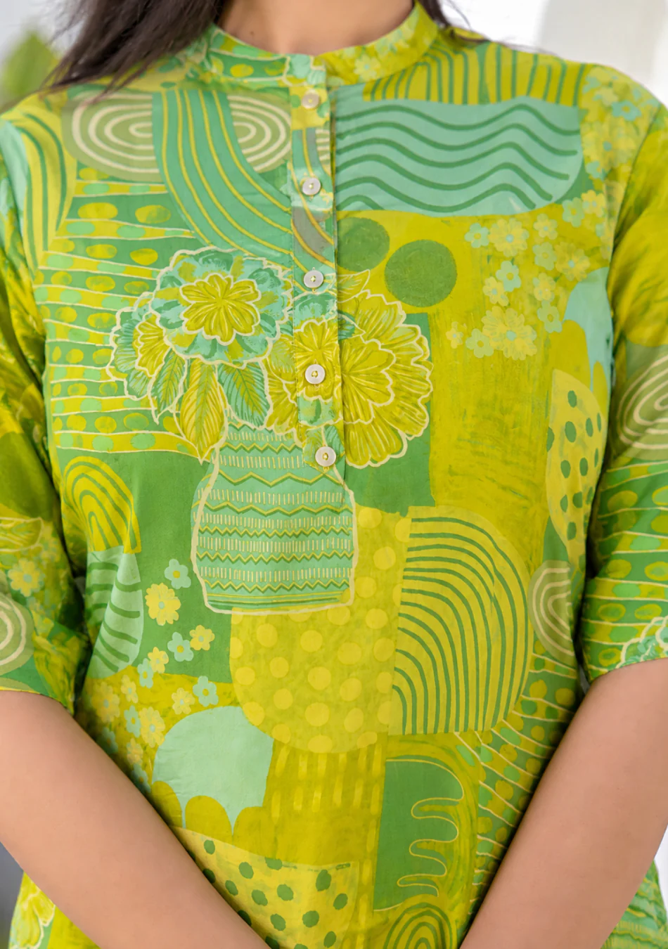 Lime Meadow Printed Kurta - Image 9