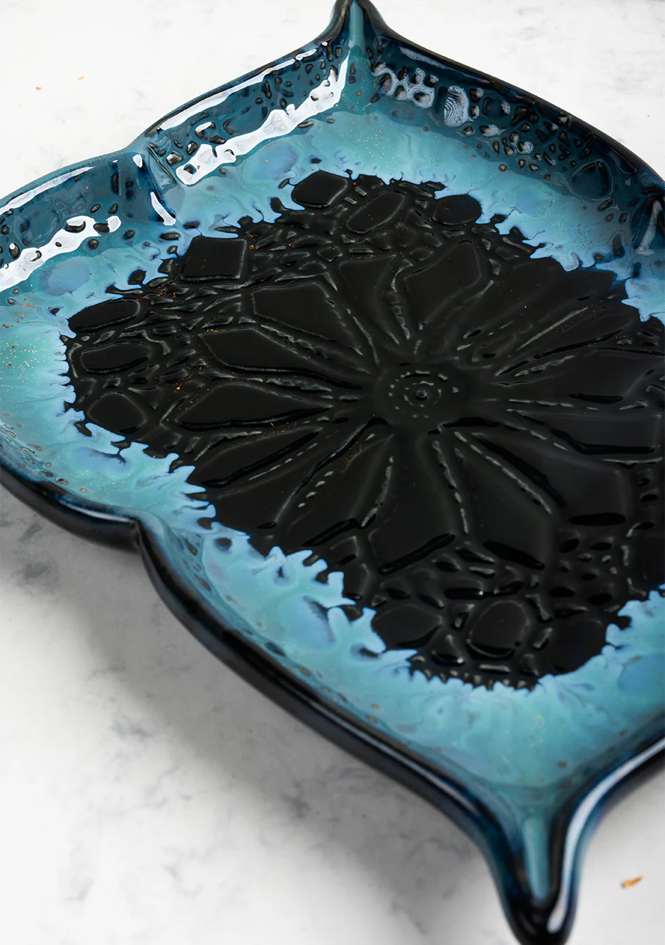 Mandala Blue Ceramic Platter - Image 3