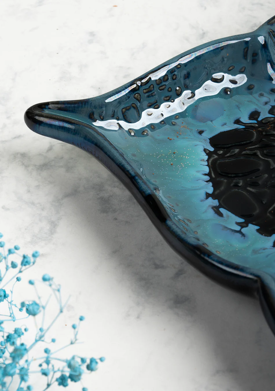 Mandala Blue Ceramic Platter - Image 4