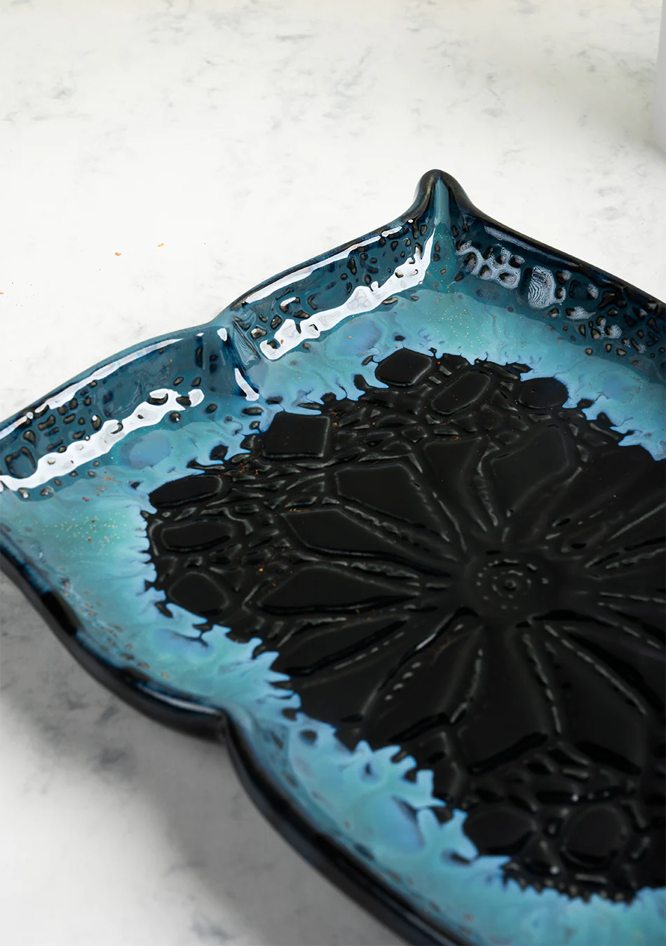 Mandala Blue Ceramic Platter - Image 6