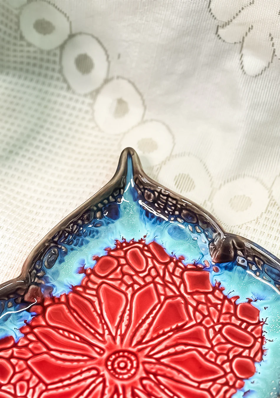 Mandala Red Ceramic Platter - Image 10