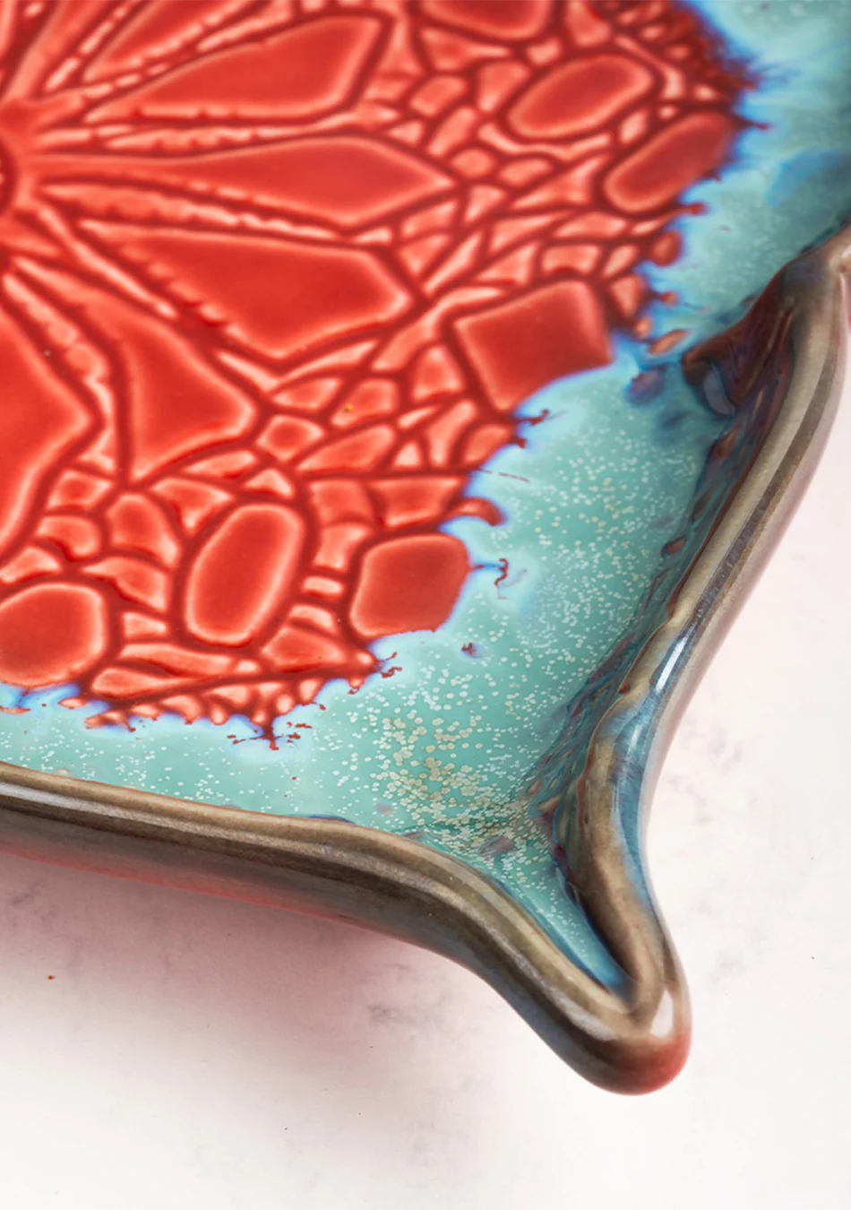 Mandala Red Ceramic Platter - Image 2