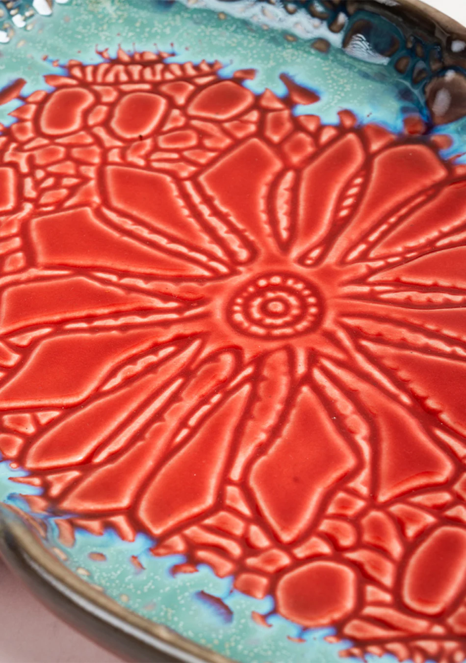 Mandala Red Ceramic Platter - Image 6