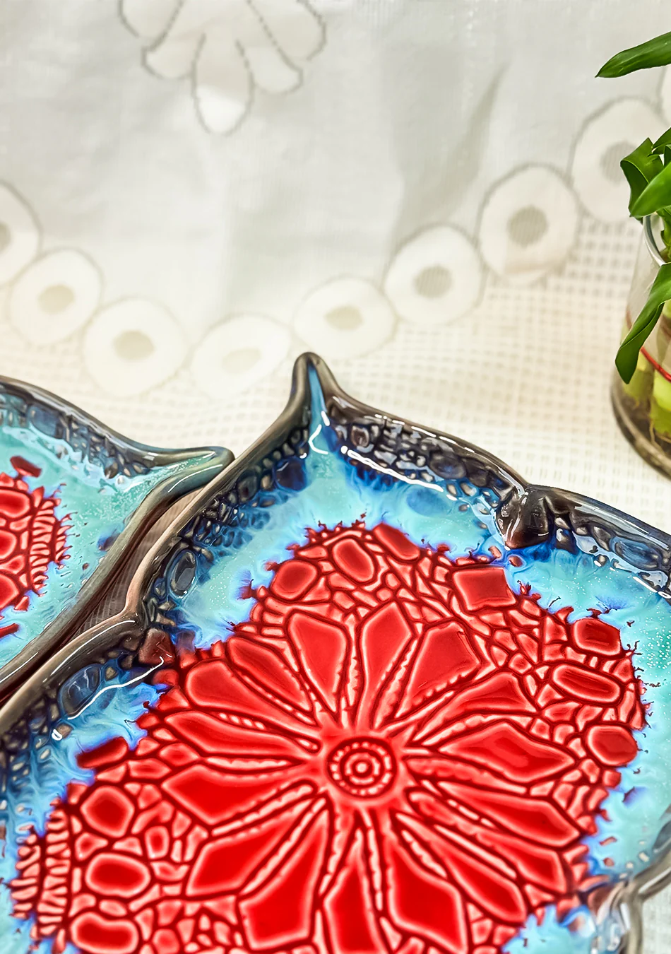 Mandala Red Ceramic Platter - Image 8
