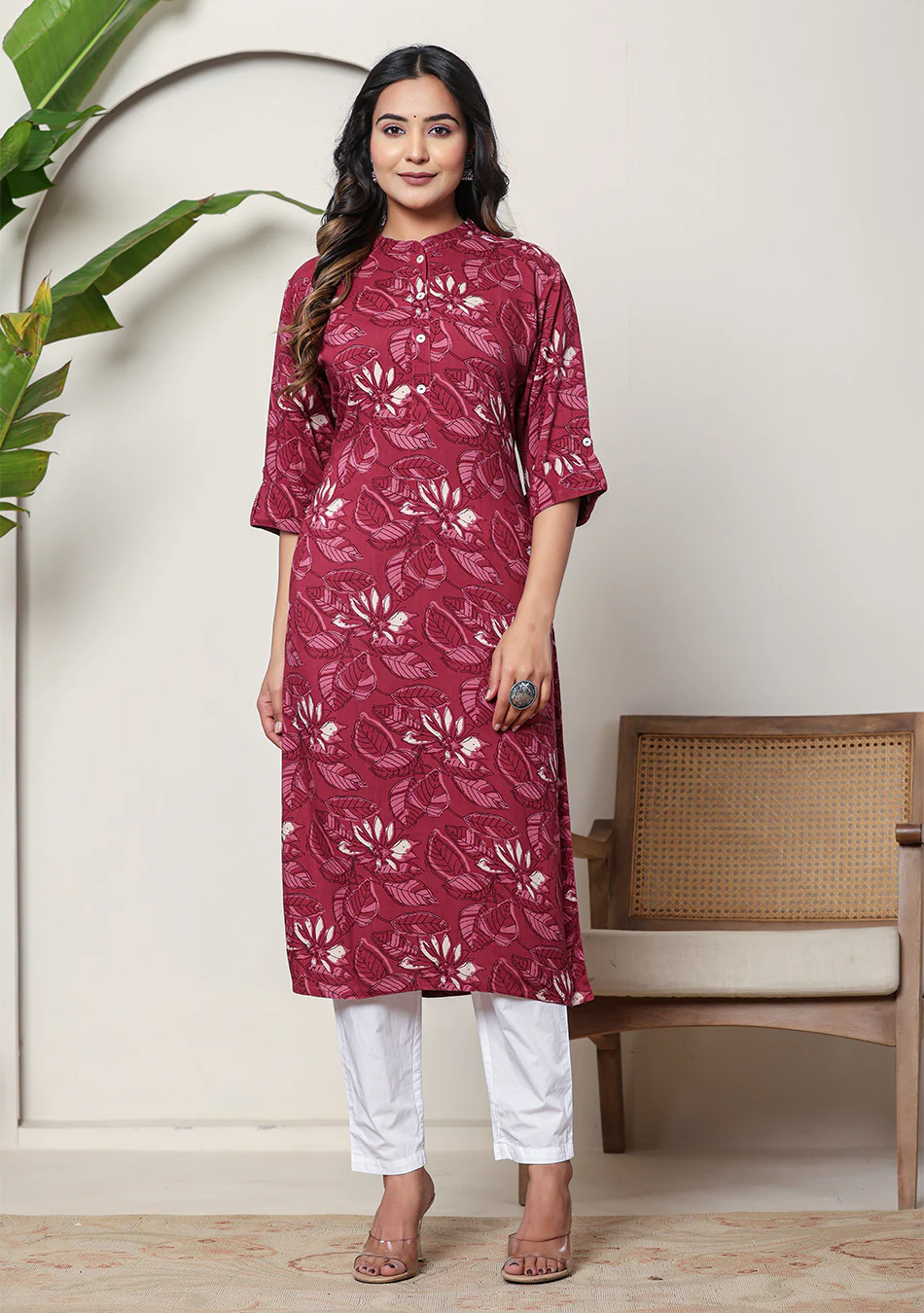 Maroon Floral Kurta - Image 10