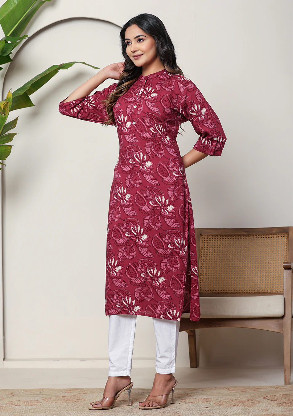 Maroon Floral Kurta - Image 13