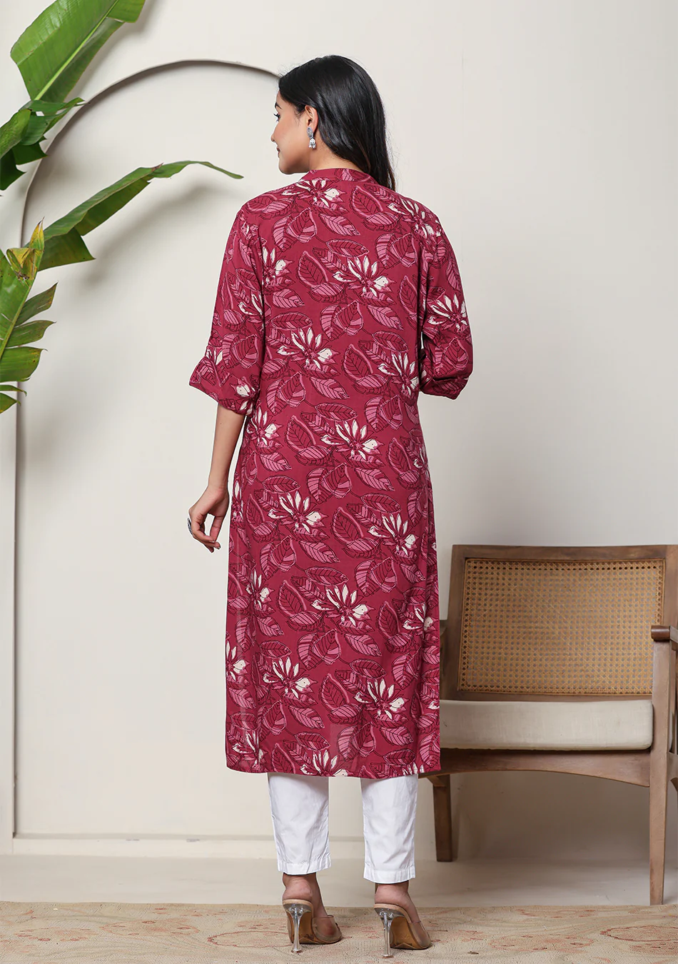 Maroon Floral Kurta - Image 14