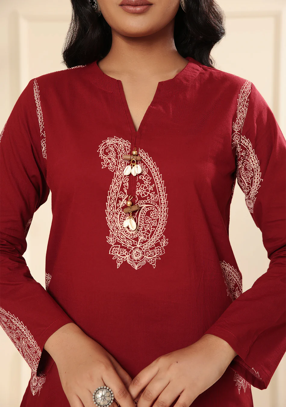 Aravalii Burgundy Paisley Handblock Co-ord Set - Image 14