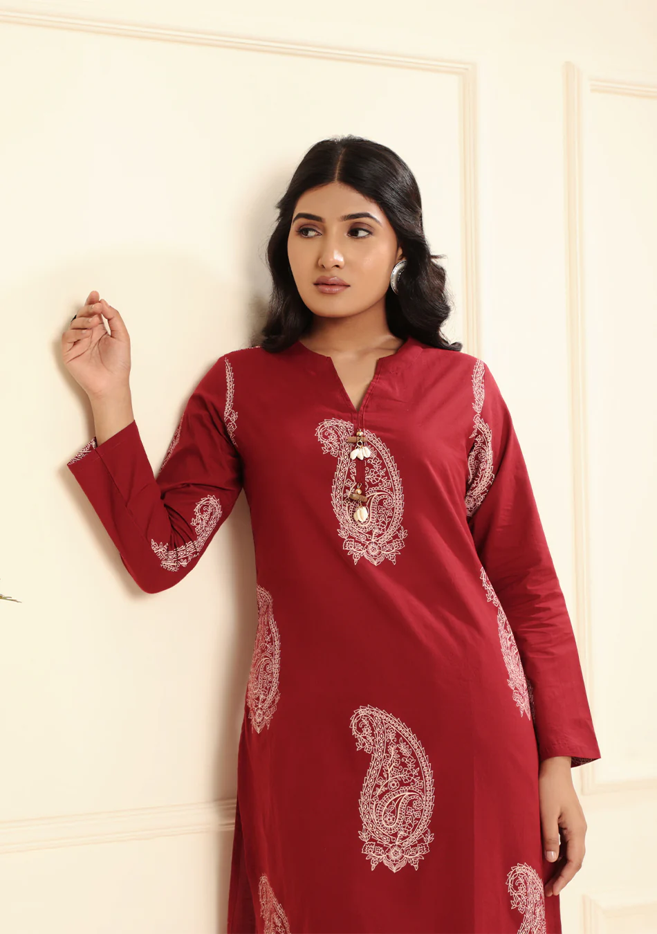 Aravalii Burgundy Paisley Handblock Co-ord Set - Image 16