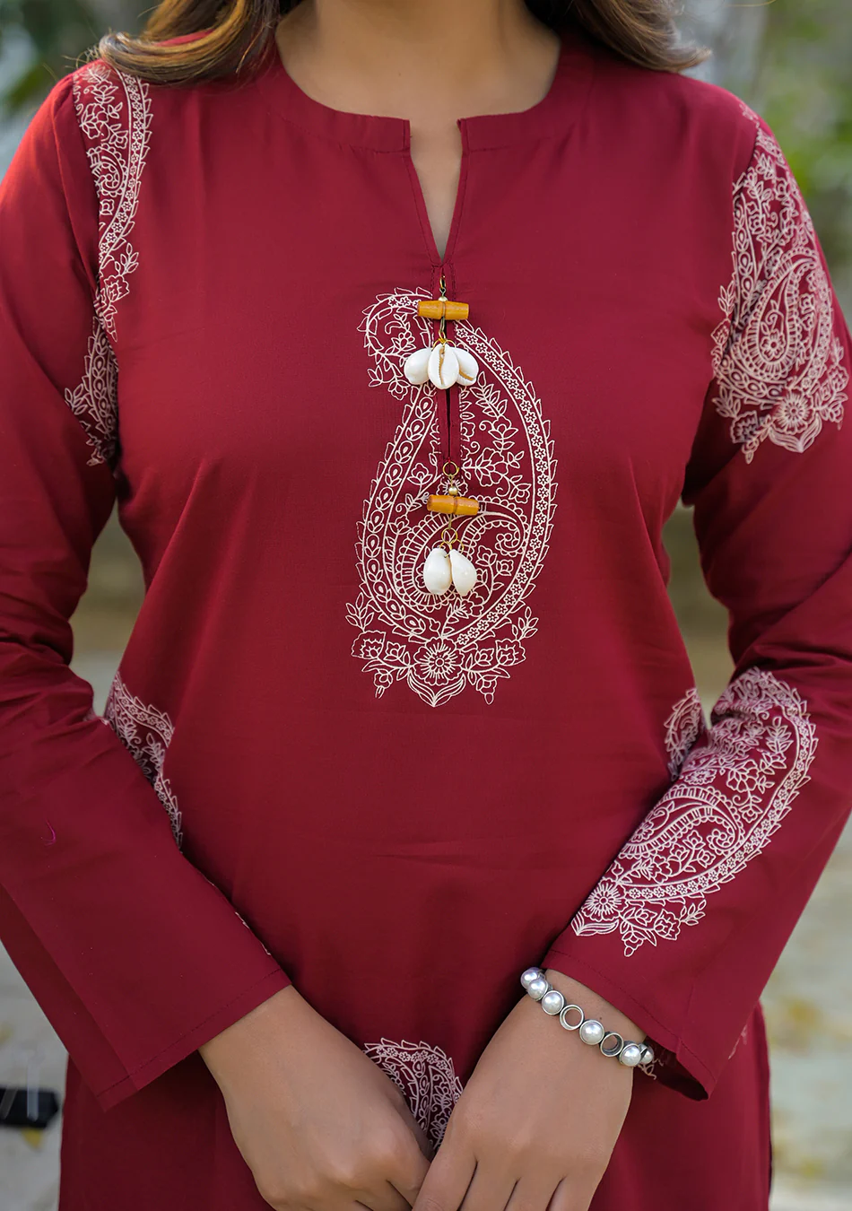 Aravalii Burgundy Paisley Handblock Co-ord Set - Image 4