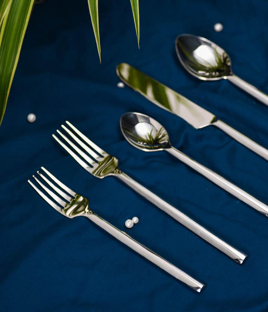Metal Silver Shiny Stainless Steel Cutlery | Set of 5 - Image 4