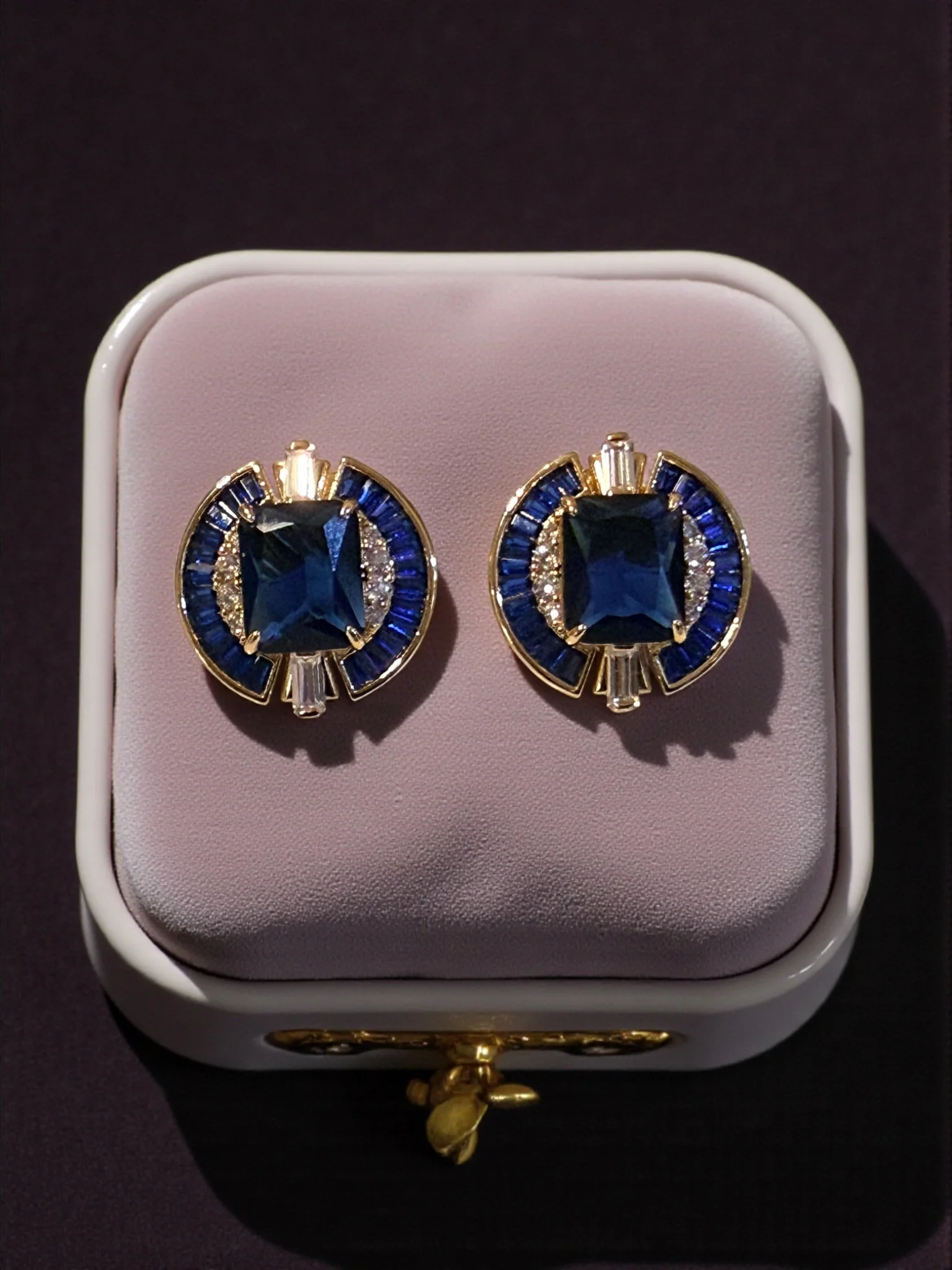 Midnight Sapphire Halo Studs - Image 3