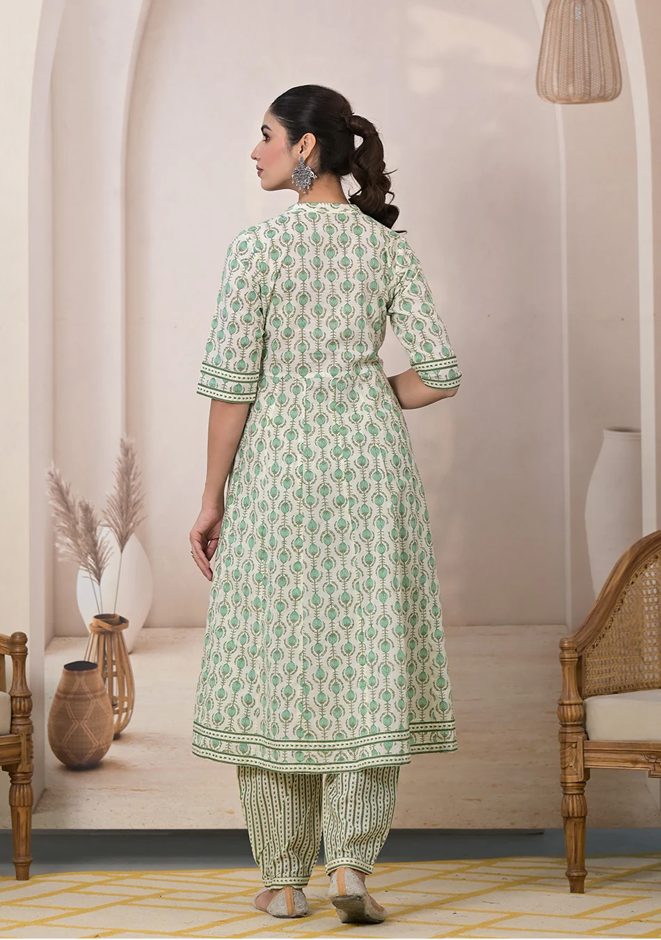 Mint Blossom Anarkali Suit with Dupatta - Image 6