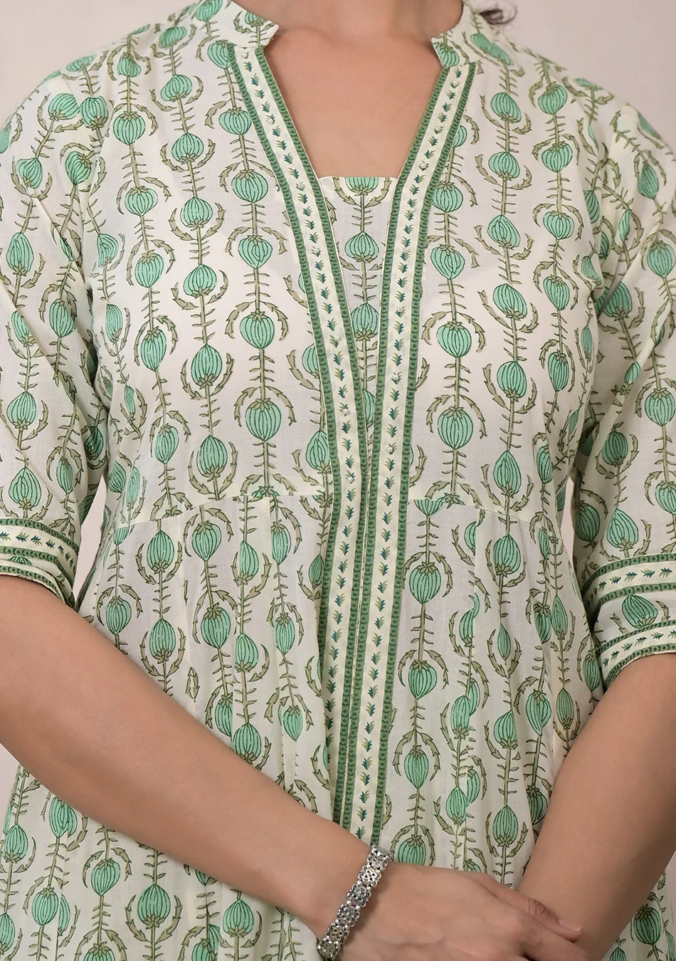 Mint Blossom Anarkali Suit with Dupatta - Image 8