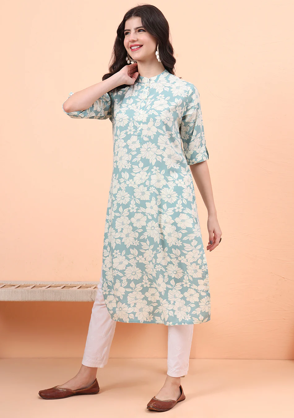 Aravalii Mint Blossom Kurta - Image 11
