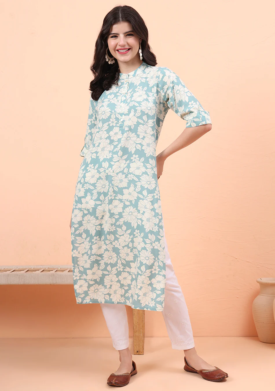 Aravalii Mint Blossom Kurta - Image 12