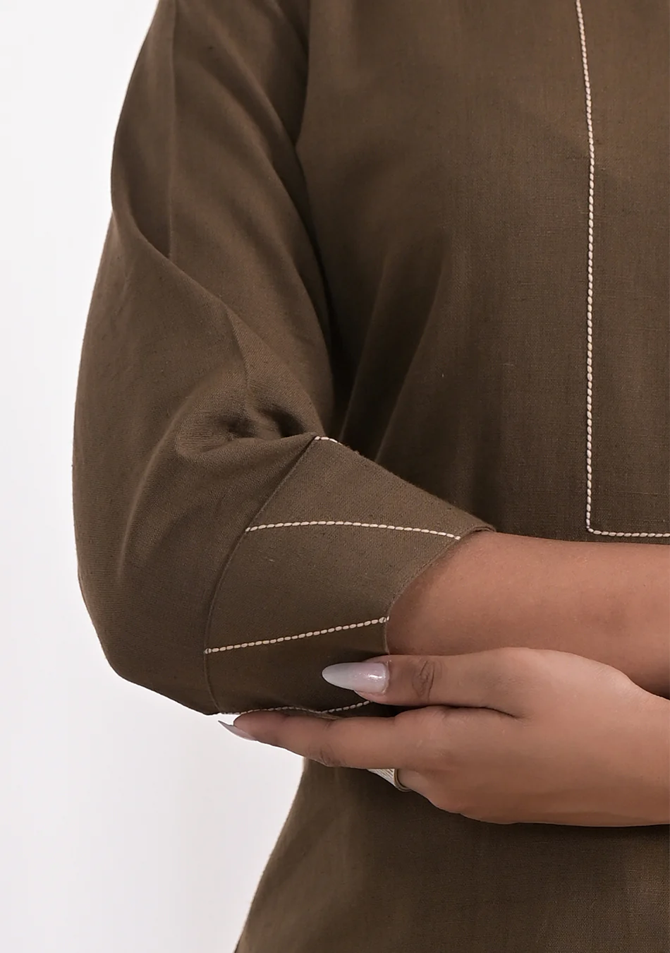 Mocha Solid Cotton Kurta - Image 7