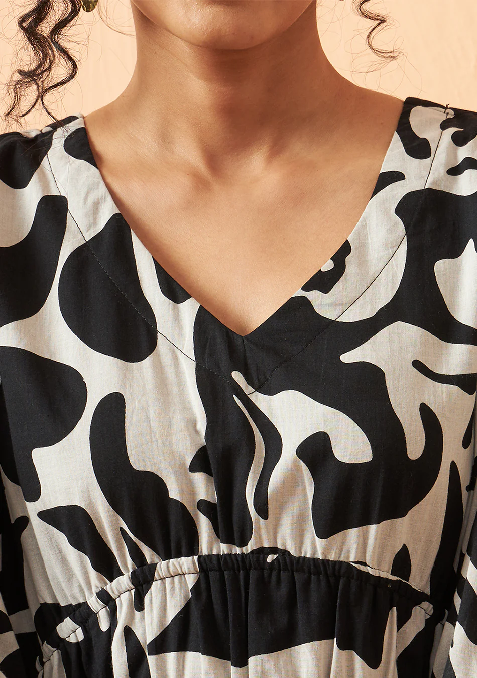 Monochrome Melody Cotton Dress - Image 11