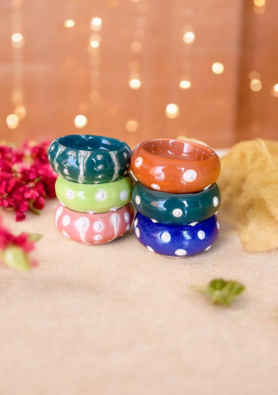 Multi Handcrafted Tea Light Holders - Set of 6 - Image 4