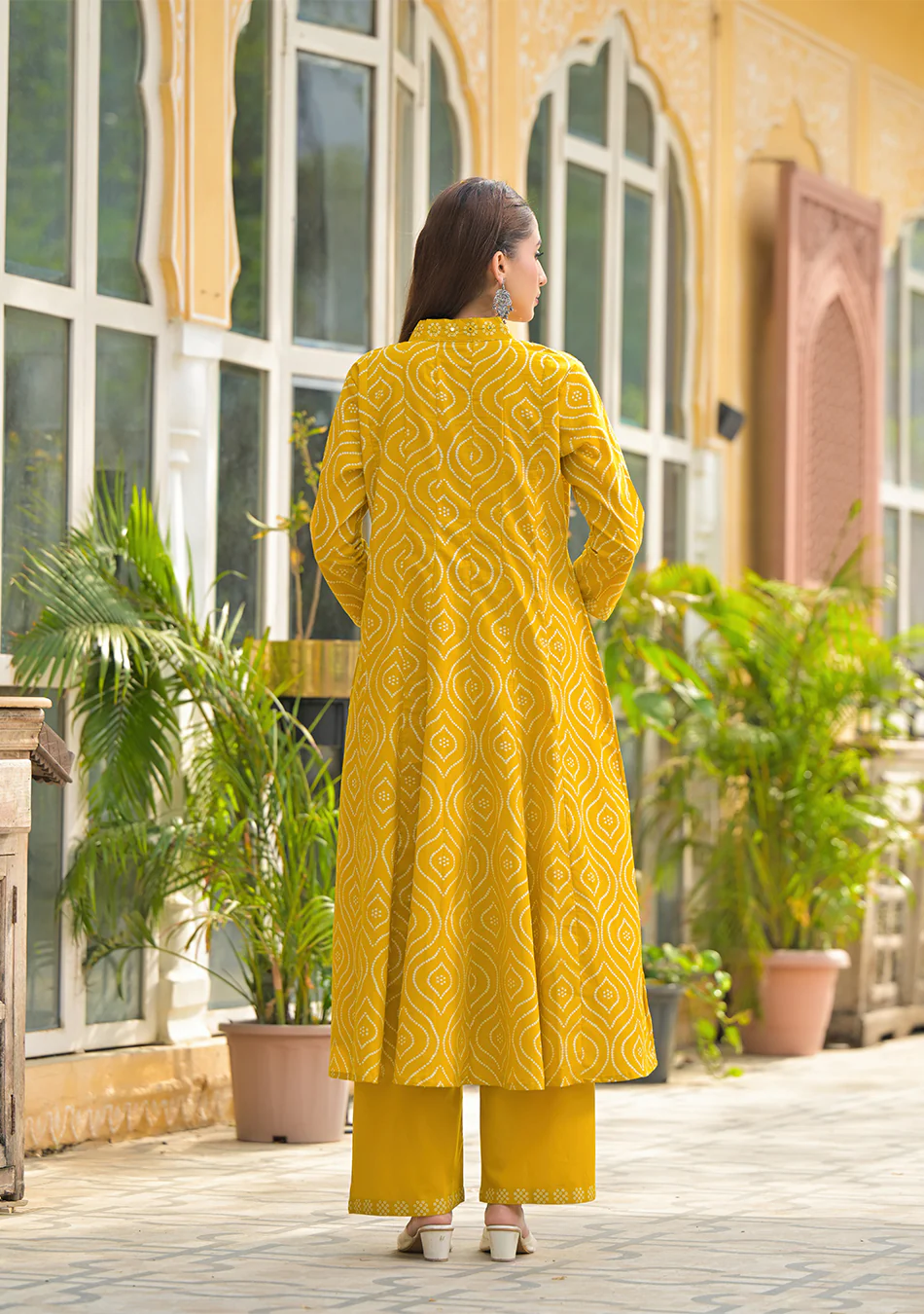 Mustard Bandhani Anarkali Suit Set - Image 6